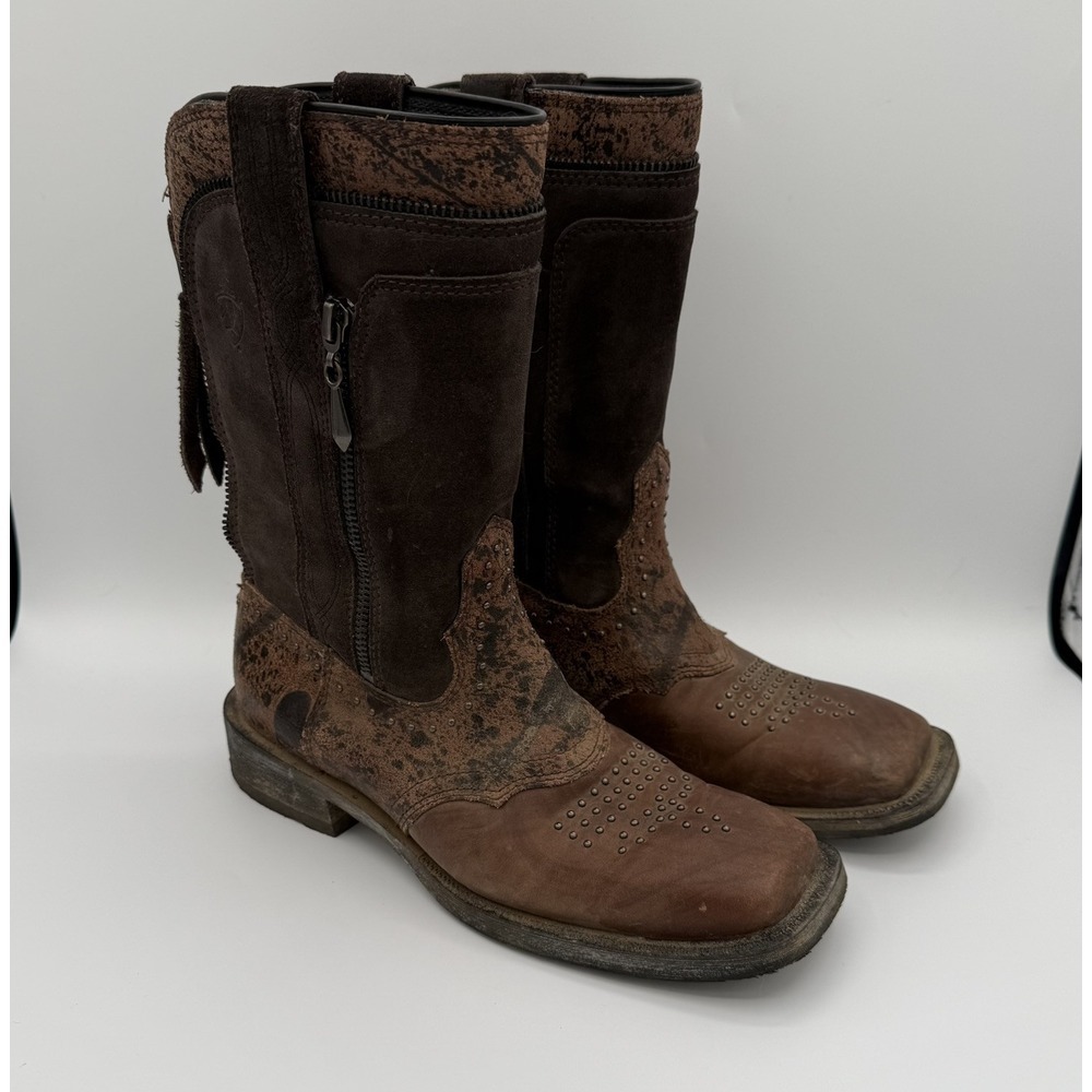 Ariat Western Style 10008731 Size 7.5B Rodeo Rocker Brown Zip Studded